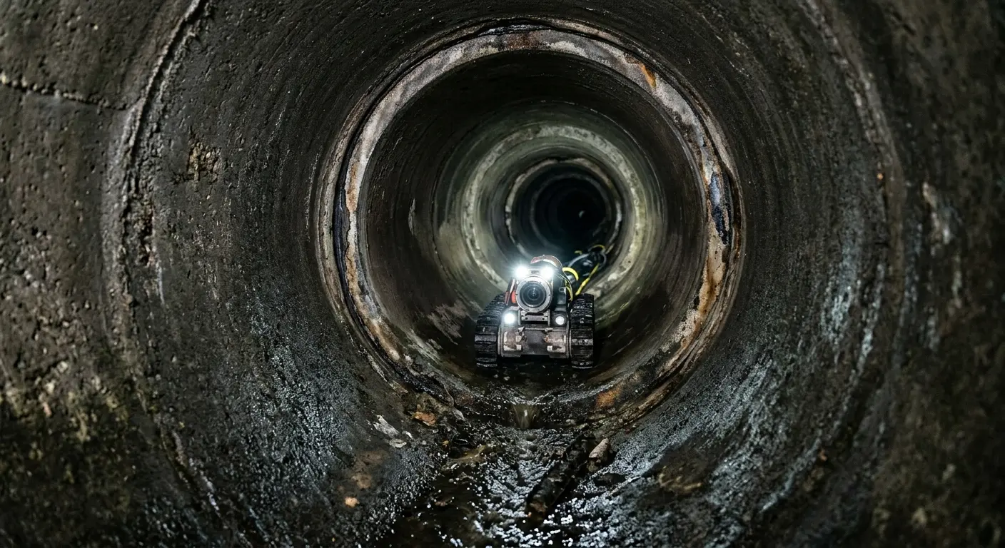 Robotic sewer camera inspecting pipe interior for Drain Snake Service in Wickliffe